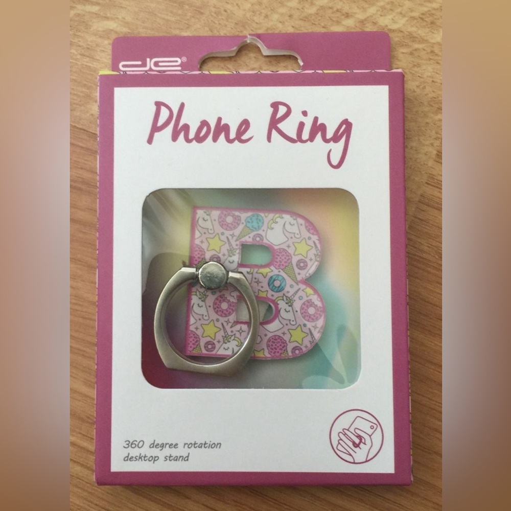 Letter B monogram kids adhesive cell phone ring holder